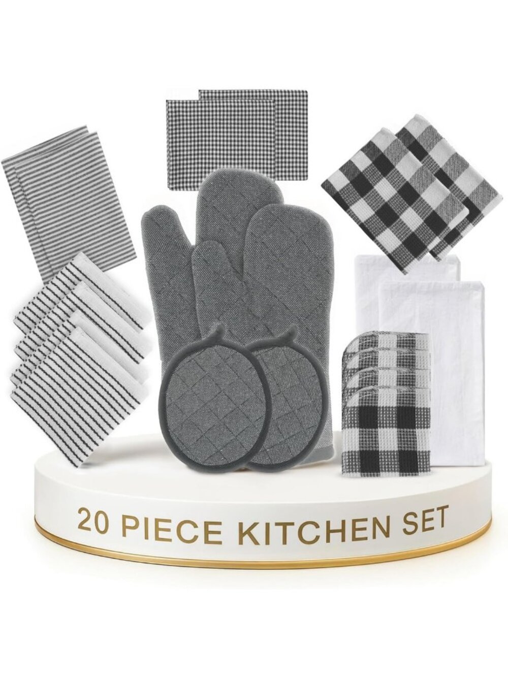 Ultra Soft Cotton Kitchen Towels Set - 20 Pack, Highly Absorbent Dish Cloths
